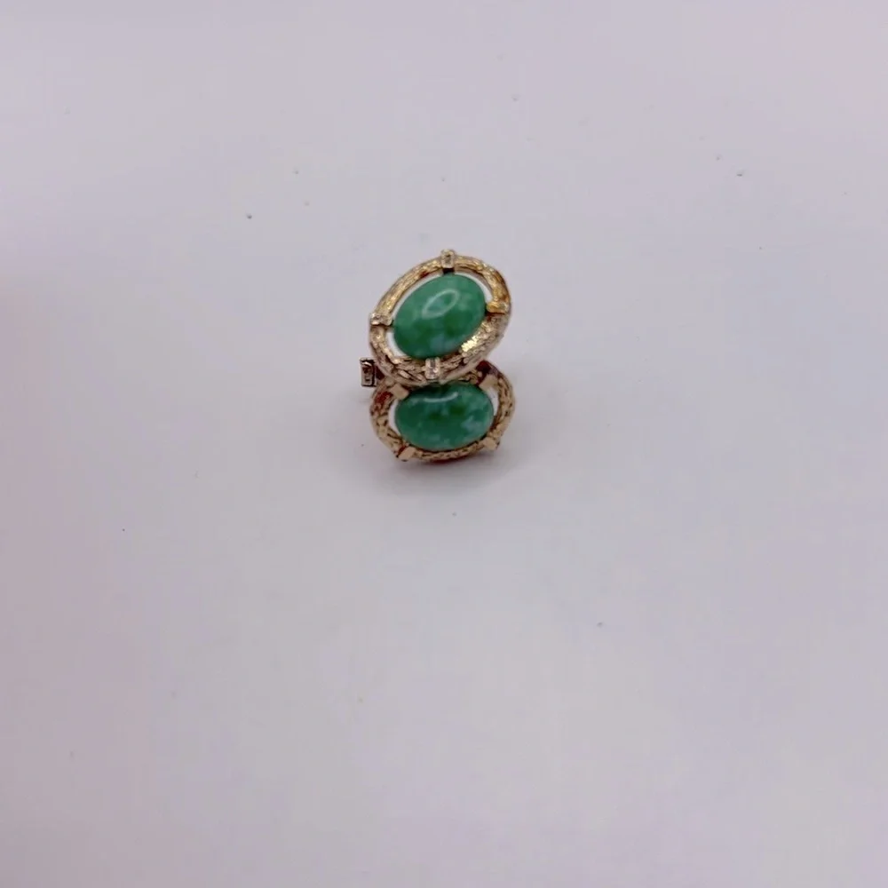 Green Stone Gold Tone Cufflinks Cuff Links Jewelry Accessory